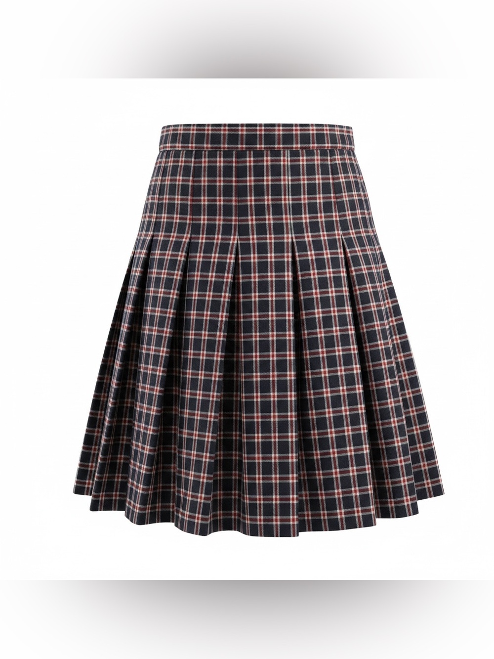 Girls Plaid Pleated School Uniform Skirt with Adjustable Waist - Size 7, New